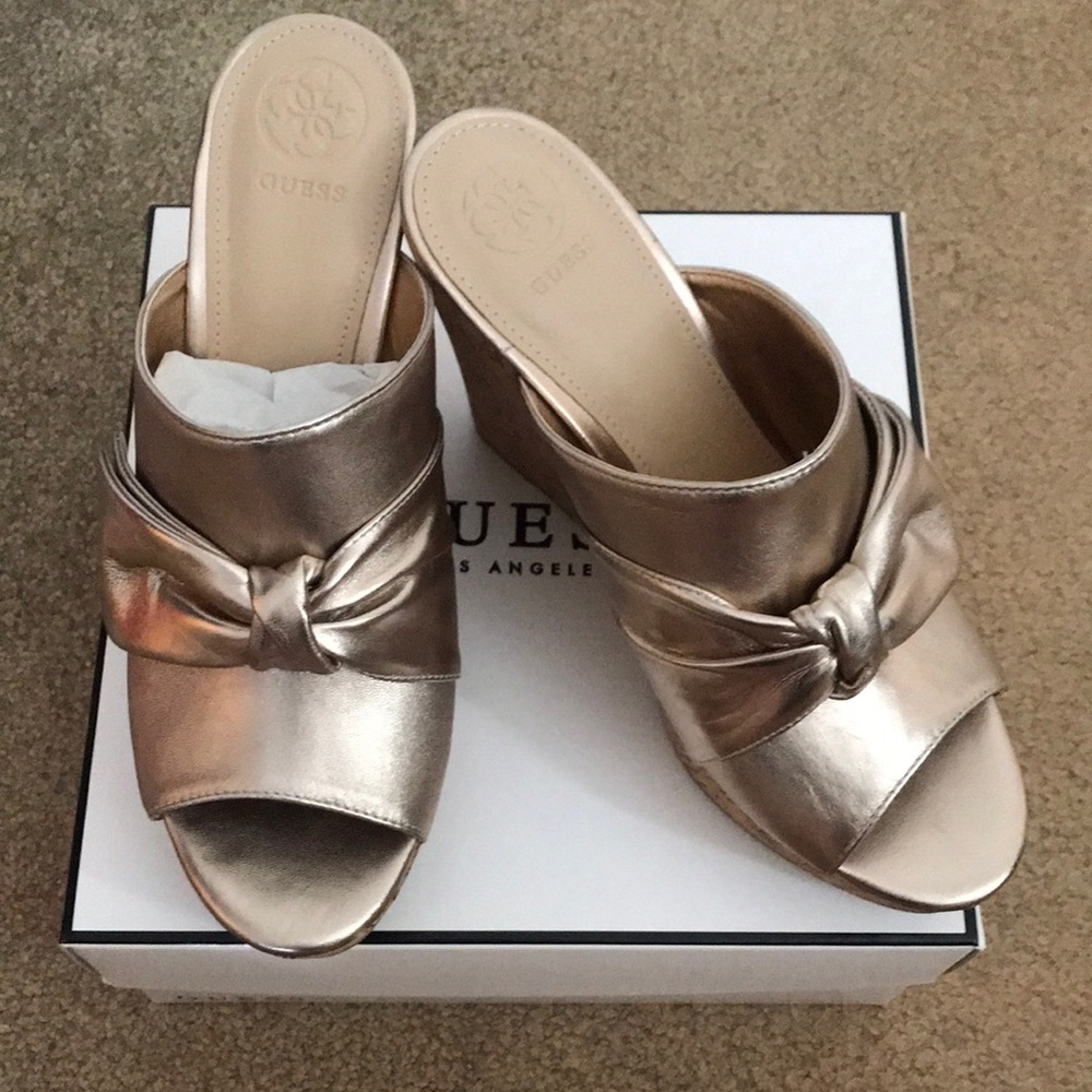 Guess Gold Cork Wedges Size 9.5